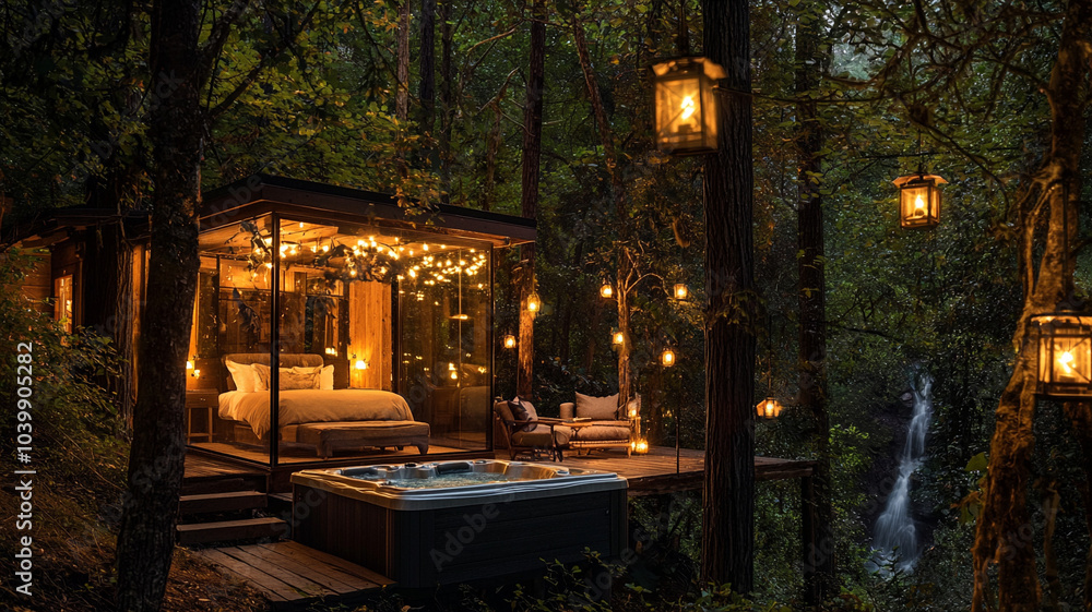 Fototapeta premium A modern cabin in the forest