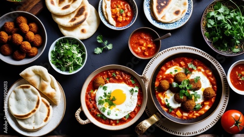 Wallpaper Mural table with bowls of food and plate Torontodigital.ca