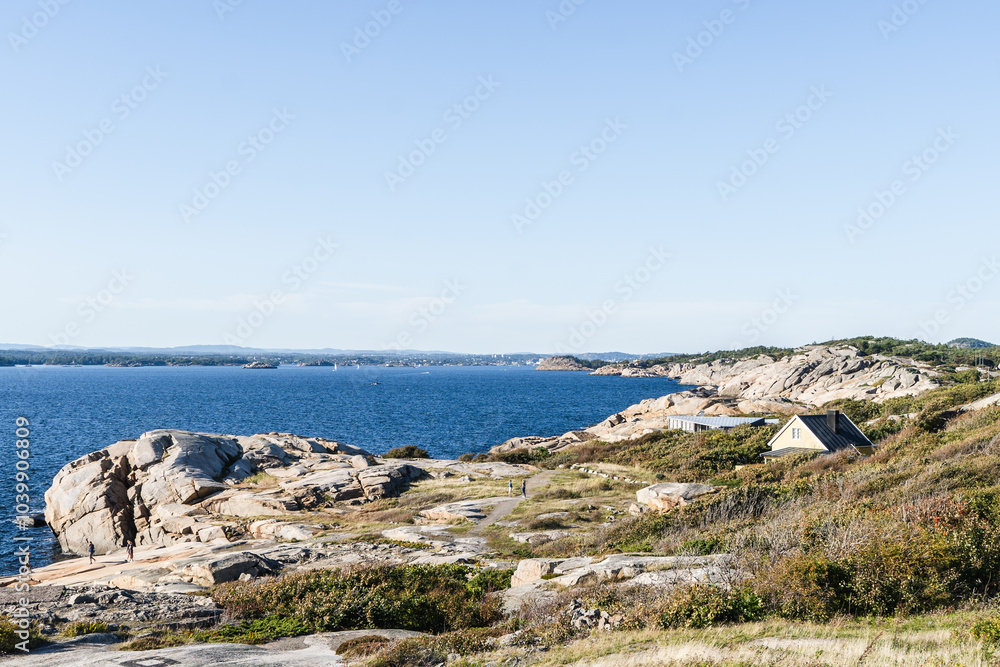 Fjord Landscape with Rocks and Sea in Sandefjord, Norway