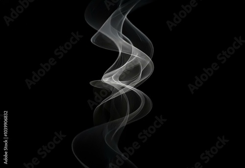 Abstract white smoke-like waves against a dark background