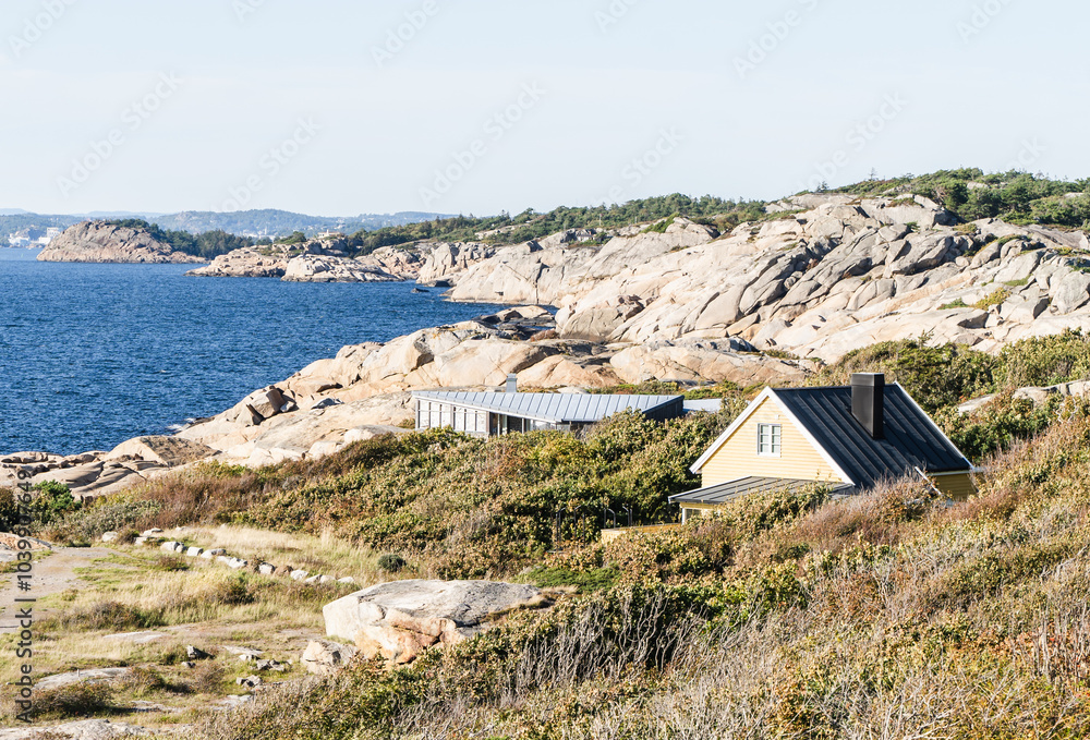 Fjord Landscape with Rocks and Sea in Sandefjord, Norway