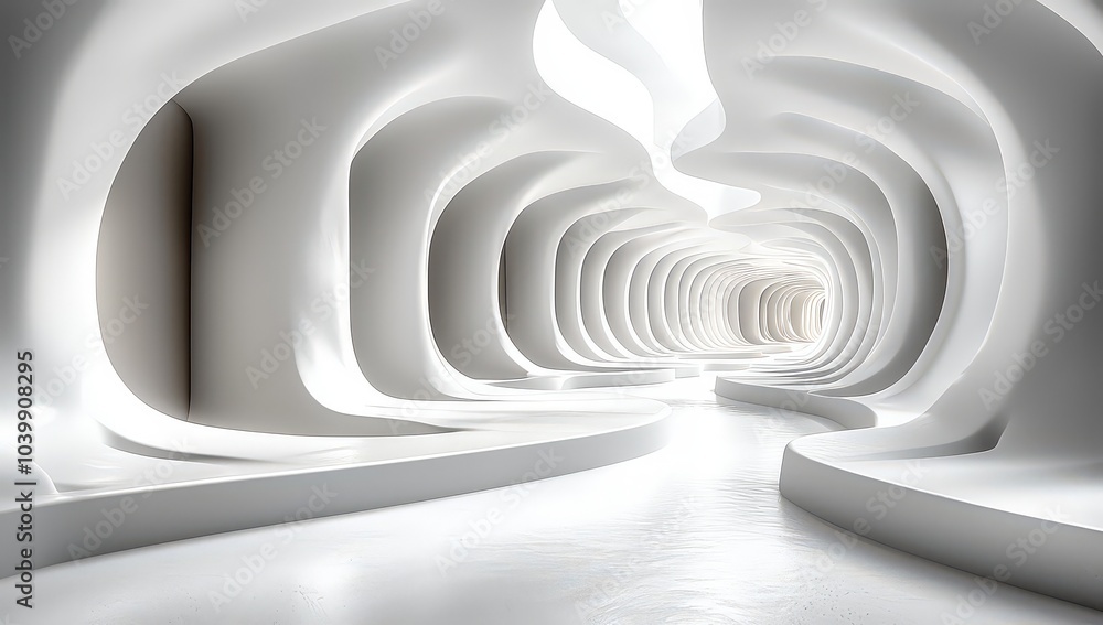 Obraz premium White background with abstract lines and curves, symmetrical composition