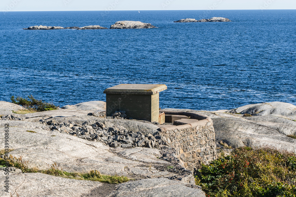Old Military Structure of Folehavna Fort by the Sea in Sandefjord, Norway