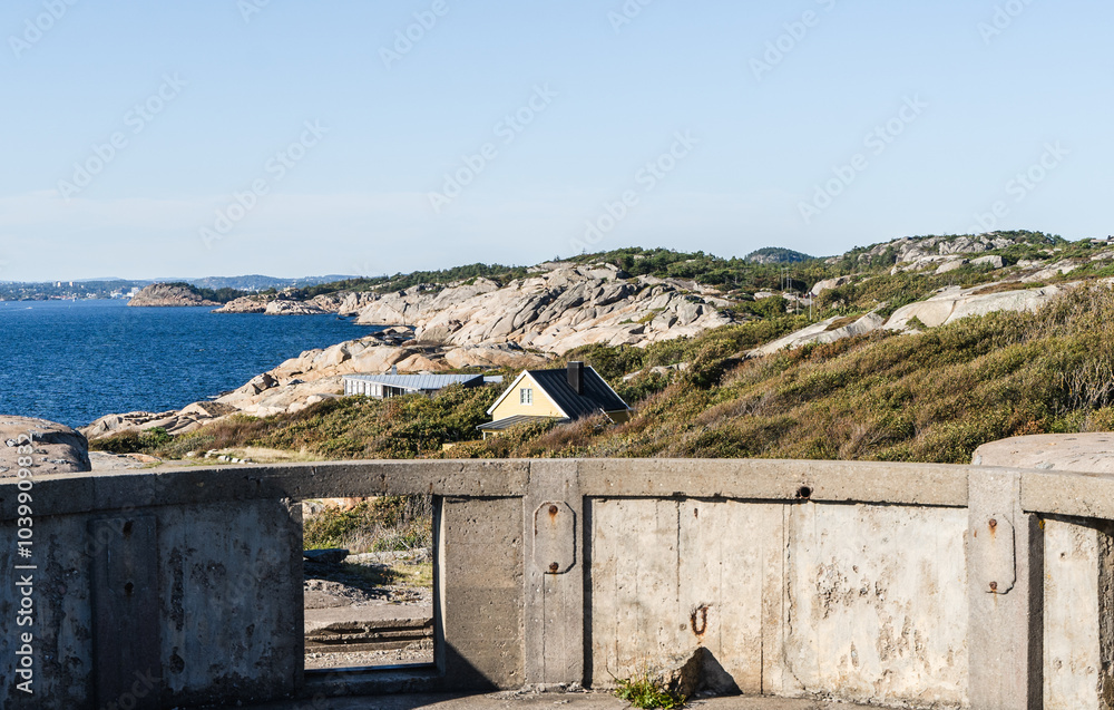 Old Military Structure of Folehavna Fort by the Sea in Sandefjord, Norway