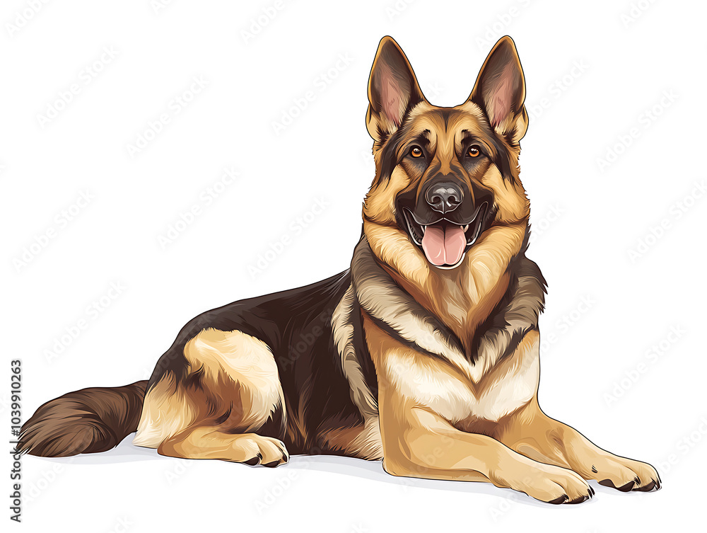Obraz premium Photorealistic adorable German Shepherd illustration