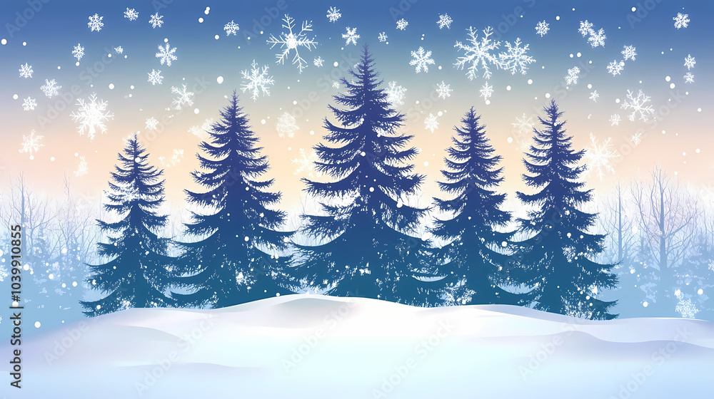 Winter forest silhouettes of fir trees and spruces with wood tree background. Winter forest silhouettes of fir trees and spruces with wood tree background.