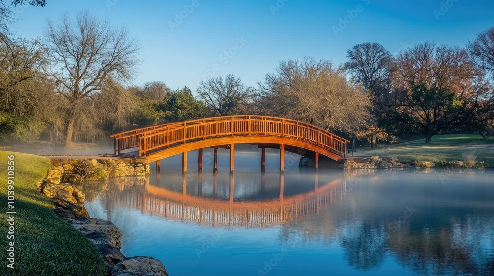 Tranquil Bridge Over Calm Water at Sunrise Tranquil Bridge Over Calm Water at Sunrise