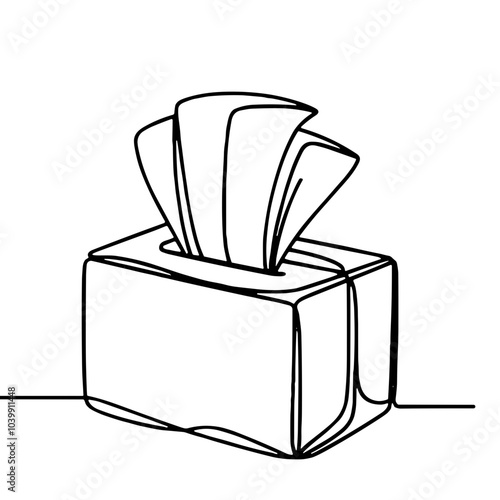 Illustration of a box with napkins, black and white, Png