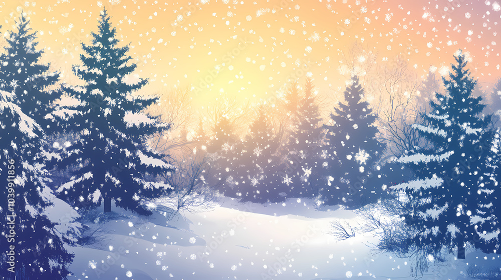 Winter forest silhouettes of fir trees and spruces with wood tree background. Winter forest silhouettes of fir trees and spruces with wood tree background.