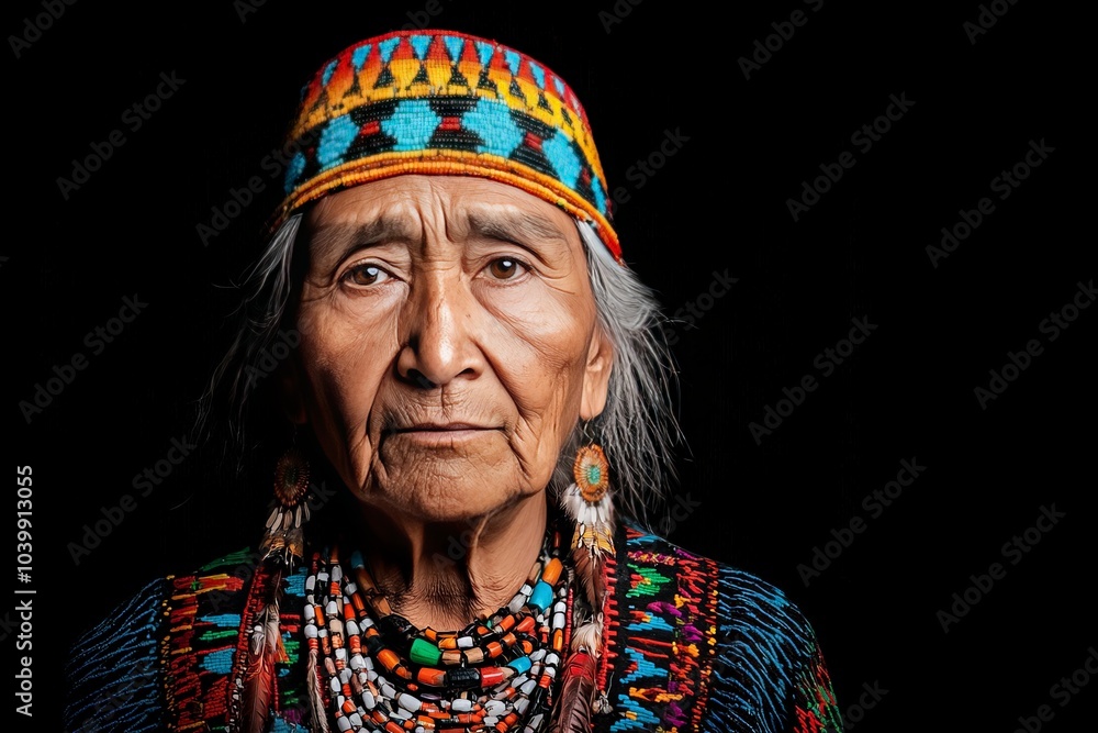 Elder Portrait in Traditional Beaded Jewelry Elder Portrait in Traditional Beaded Jewelry