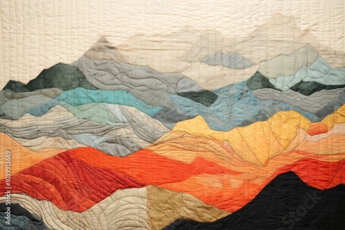 Hills landscape quilting textile.