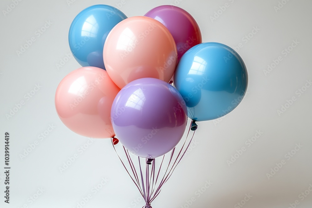 Multicolored bunch of balloons tied together, isolated on a white background. Generative AI Multicolored bunch of balloons tied together, isolated on a white background. Generative AI
