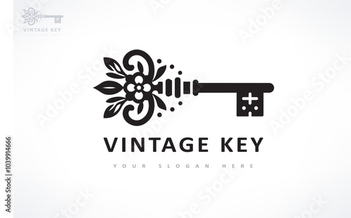 vintage key logo vector design