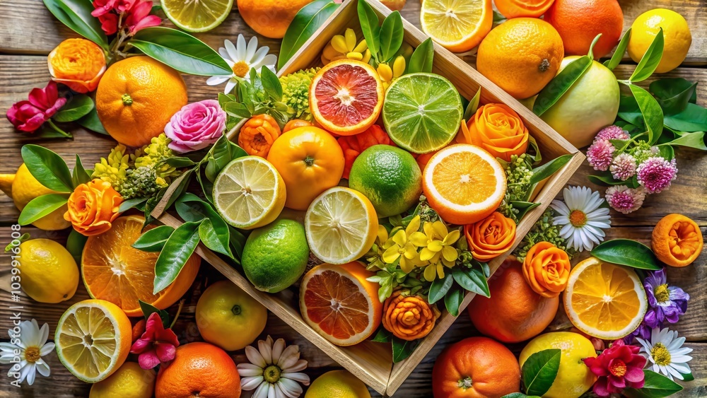 Decorative Floral Packaging with Fresh Citrus Fruits for Vibrant Displays and Gift Ideas Decorative Floral Packaging with Fresh Citrus Fruits for Vibrant Displays and Gift Ideas