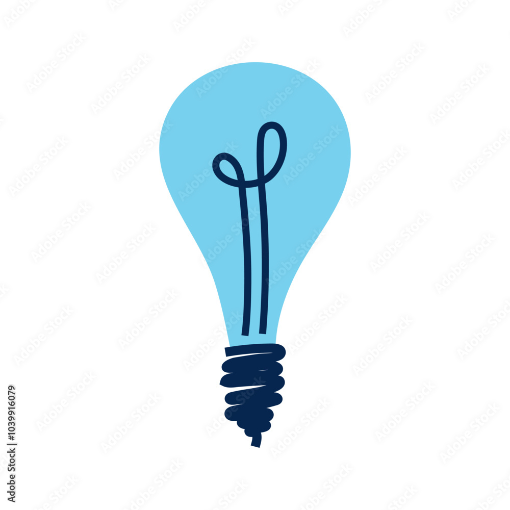 Electric light bulb with blue cold light. Simple minimalistic flat illustration Electric light bulb with blue cold light. Simple minimalistic flat illustration
