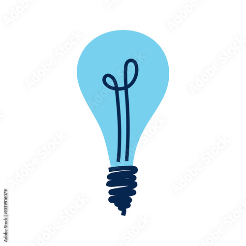 Electric light bulb with blue cold light. Simple minimalistic flat illustration