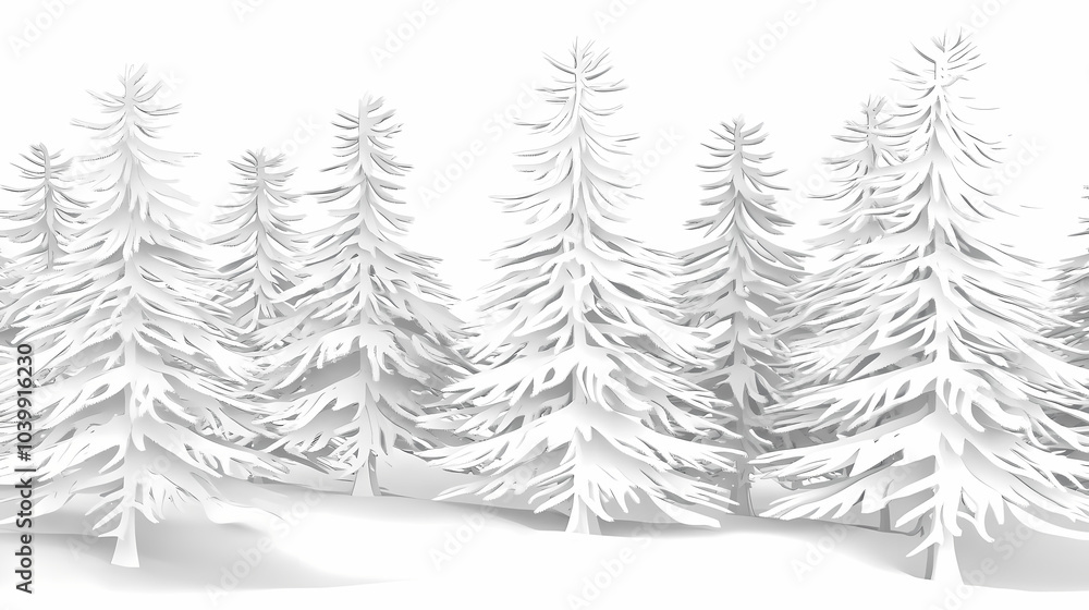 Winter forest silhouettes of fir trees and spruces with wood tree background. Winter forest silhouettes of fir trees and spruces with wood tree background.