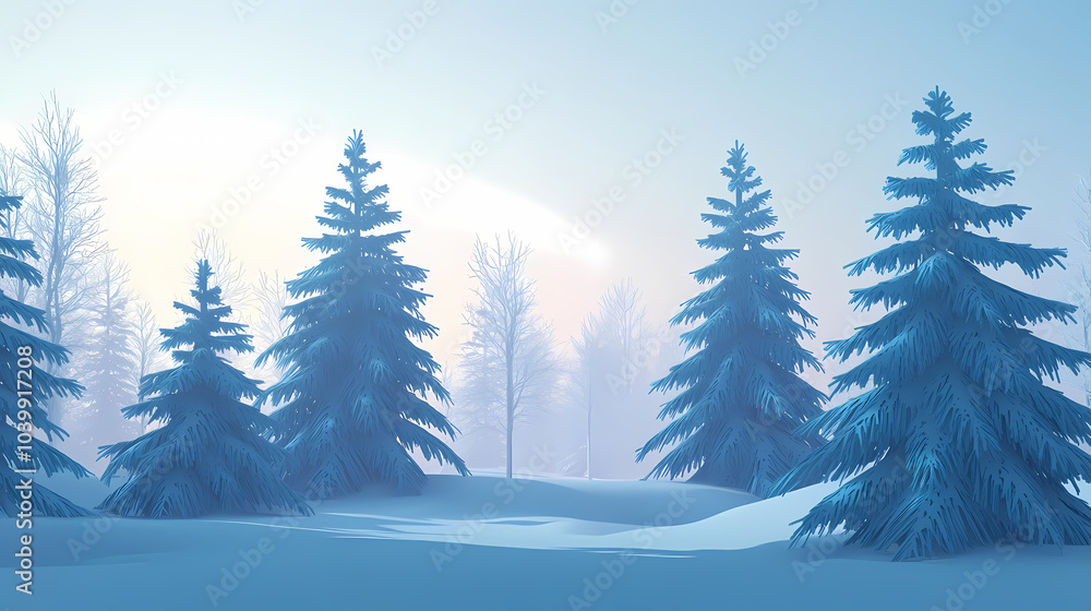 Winter forest silhouettes of fir trees and spruces with wood tree background. Winter forest silhouettes of fir trees and spruces with wood tree background.