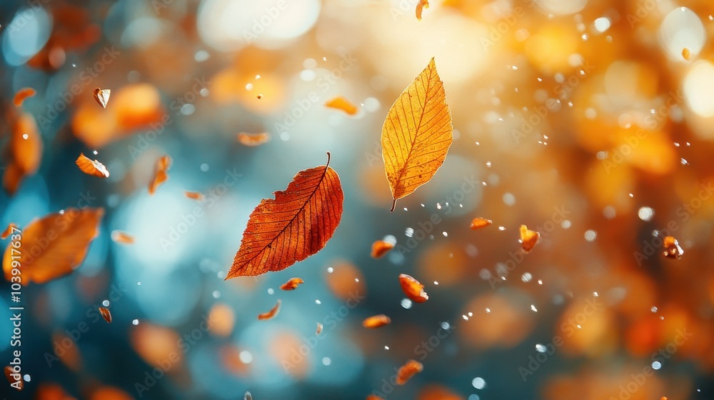 Dancing leaves the beauty of autumn's embrace Dancing leaves the beauty of autumn's embrace