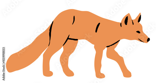 Cute Cartoon Hunting Fox Vector Illustration Isolated on White Background