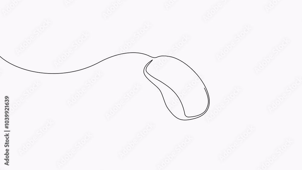 Video Continuous single line of computer mouse on white background. 4K Video Continuous single line of computer mouse on white background. 4K
