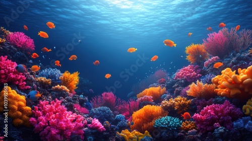 Vibrant Underwater Coral Reef with Fish