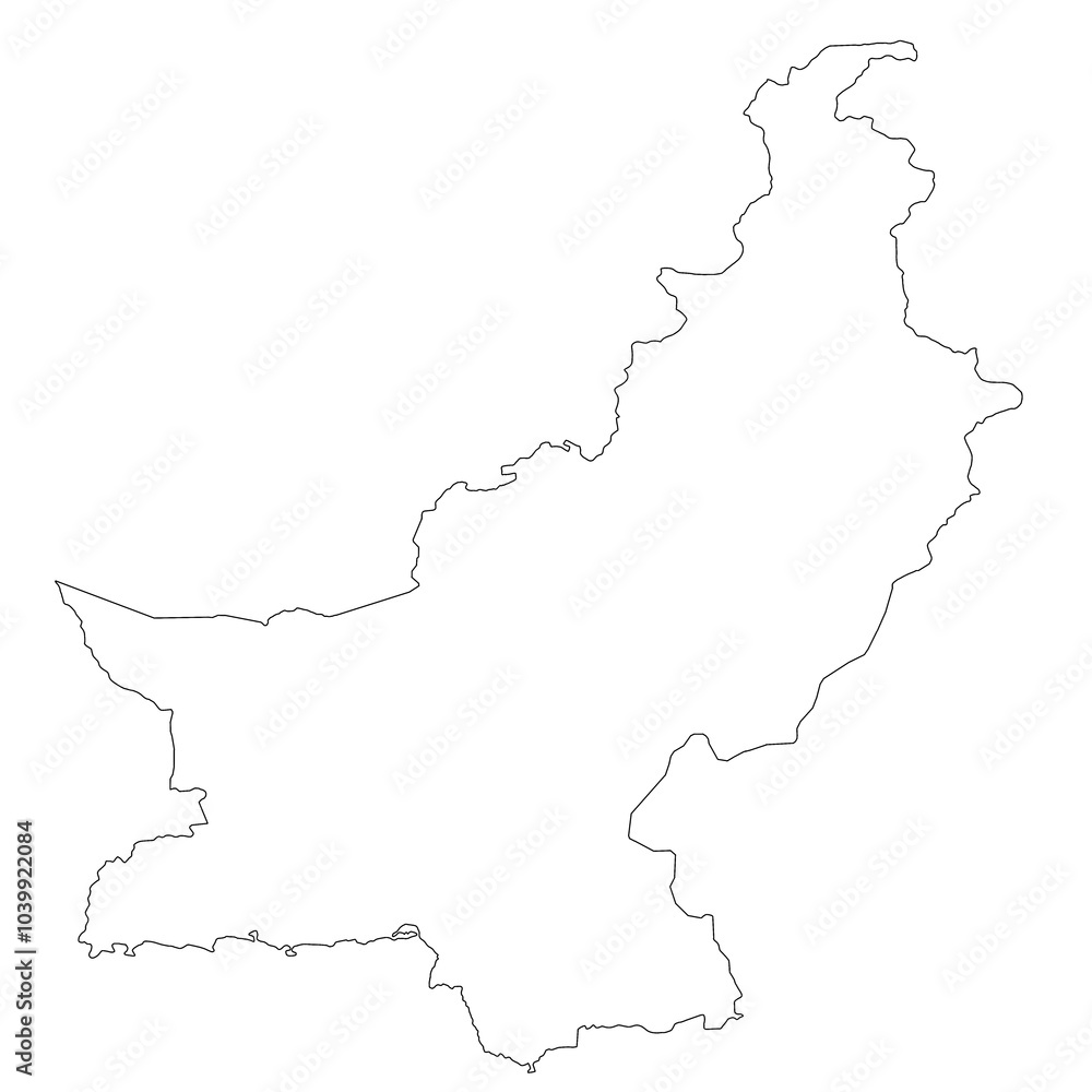 High detailed illustration map - outline Pakistan country Map High detailed illustration map - outline Pakistan country Map