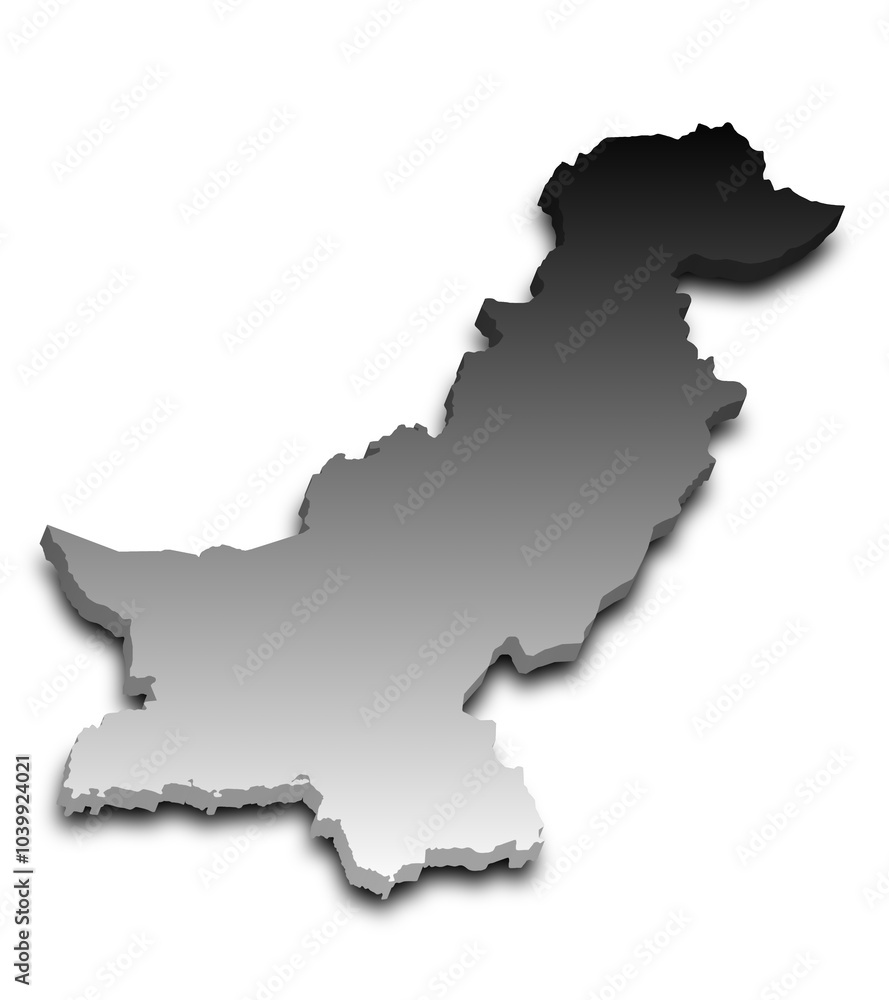 Obraz premium Pakistan country 3d map with color. pak, PK, Islamic republic of Pakistan