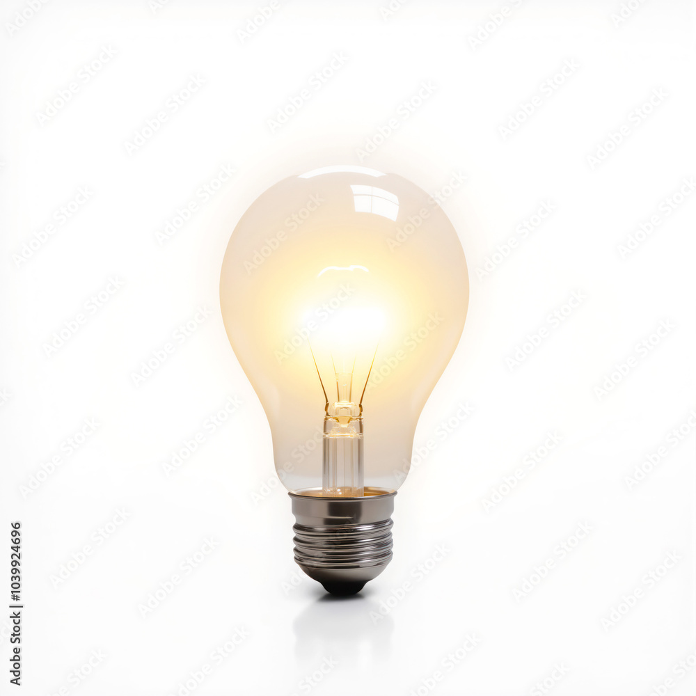 Light bulb shining brightly on white background Light bulb shining brightly on white background
