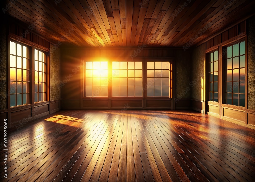 Dimly Lit Room with Wooden Floor and Ample Copy Space for Creative Designs Dimly Lit Room with Wooden Floor and Ample Copy Space for Creative Designs