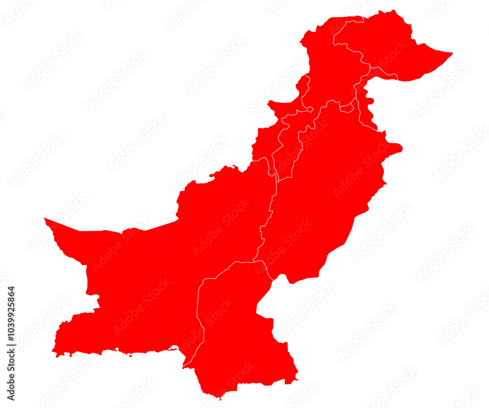 Naklejka premium Pakistan administrative map. province map of Pakistan, blank Map, empty map of Pakistan. pak, pk