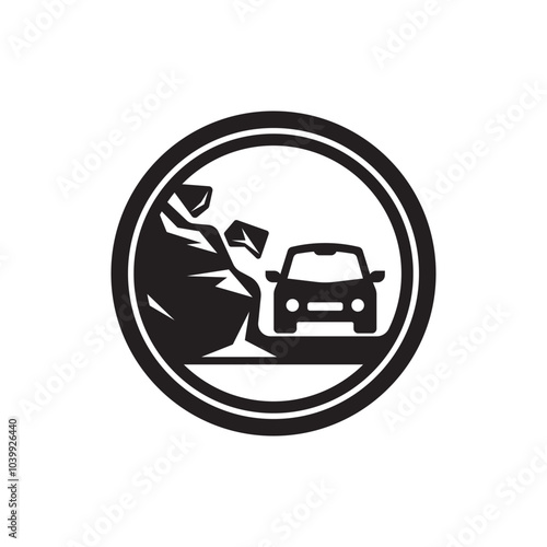 landslide prone road sign. road traffic sign symbol icon logo illustration