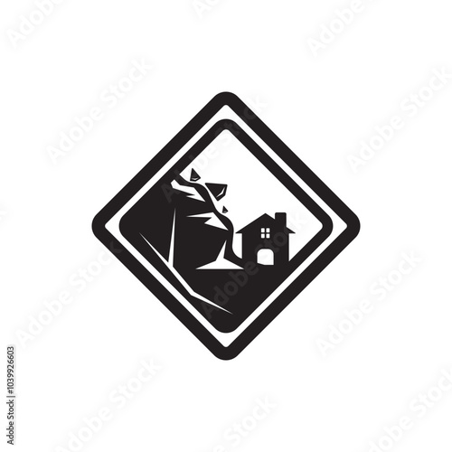 landslide prone road sign. road traffic sign symbol icon logo illustration