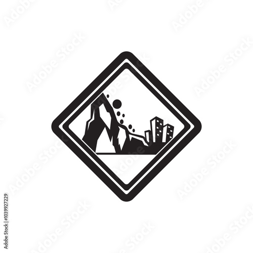 landslide prone road sign. road traffic sign symbol icon logo illustration