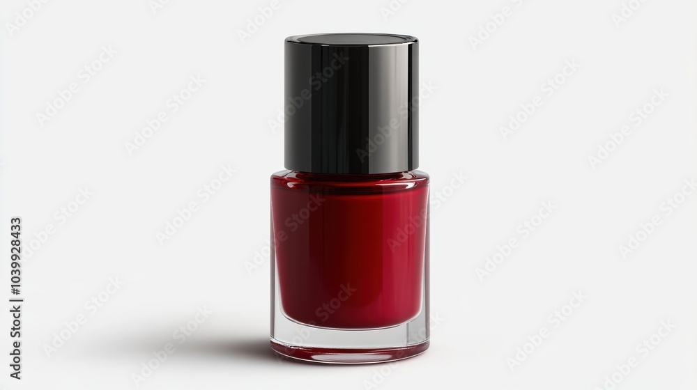 Bottle of red nail polish on a solid white background Bottle of red nail polish on a solid white background