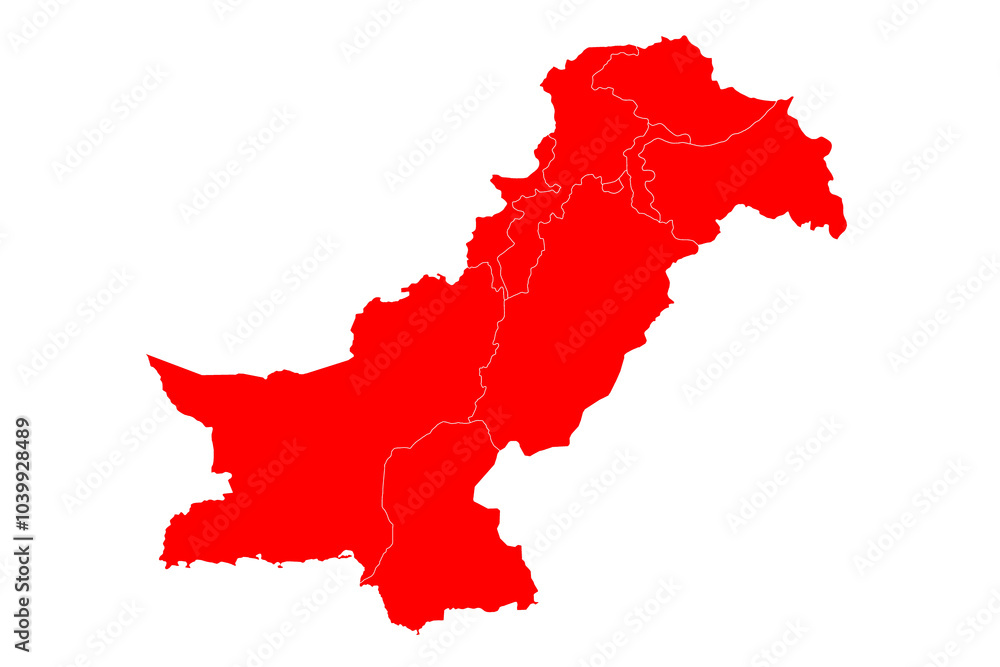 Fototapeta premium Pakistan administrative map. province map of Pakistan, blank Map, empty map of Pakistan. pak, pk