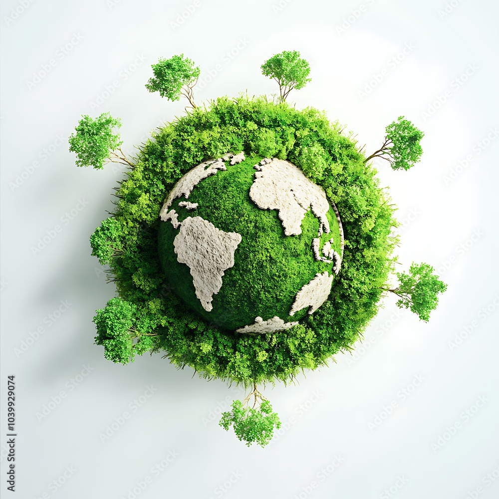 Global Environment Depicted in Earth Day Theme on White Background Global Environment Depicted in Earth Day Theme on White Background