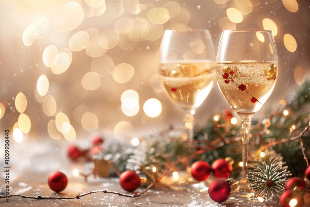 Festive Holiday Drinks with Berries and Christmas Decorations in a Cozy Atmosphere Festive Holiday Drinks with Berries and Christmas Decorations in a Cozy Atmosphere