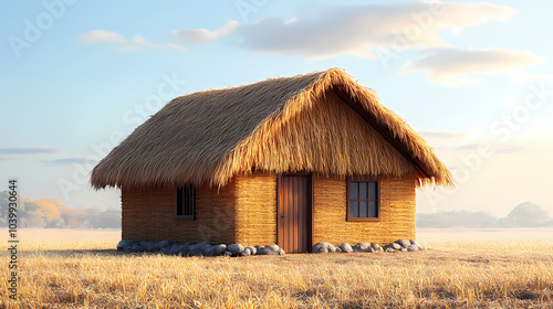 Straw house on a white background