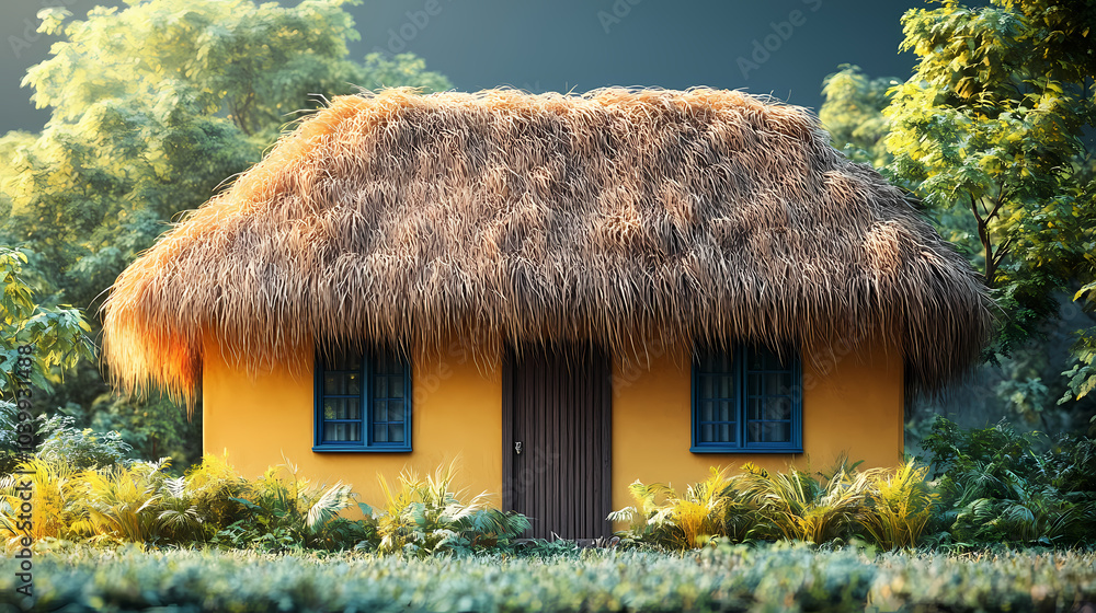 Straw house on a white background Straw house on a white background