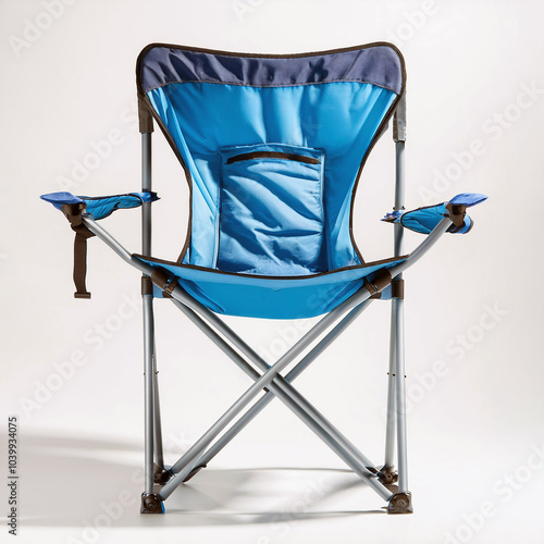 Relax in style with this portable camping chair! Perfect for outdoor adventures, this comfy blue chair offers ultimate relaxation and convenience.  Enjoy the great outdoors! photo