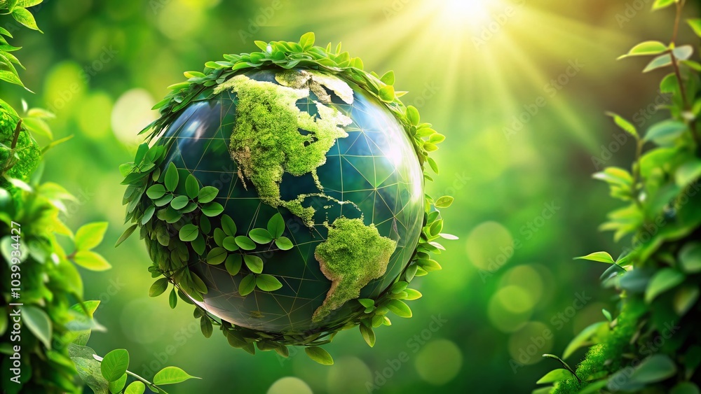 Earth Sustainability Concept: Globe Made of Green Leaves for Eco-Friendly Living Earth Sustainability Concept: Globe Made of Green Leaves for Eco-Friendly Living