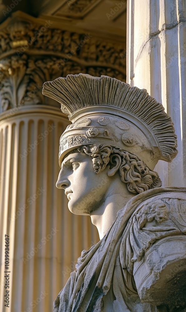 Obraz premium Ancient Roman sculpture of a warrior.