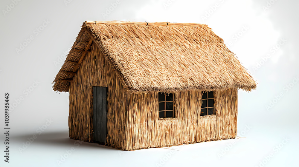 Straw house on a white background Straw house on a white background