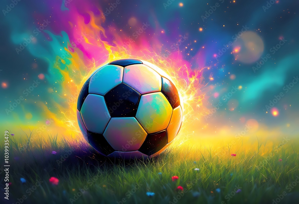 Naklejka premium Soccer ball hand drawn watercolor illustration championship 