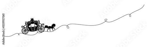 cinderella carriage silhouette line art vector