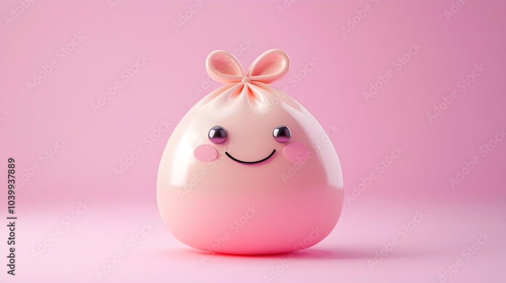 Adorable 3D Smiling Money Bag Icon with Pastel Shading Representing Finance and Business Management Adorable 3D Smiling Money Bag Icon with Pastel Shading Representing Finance and Business Management