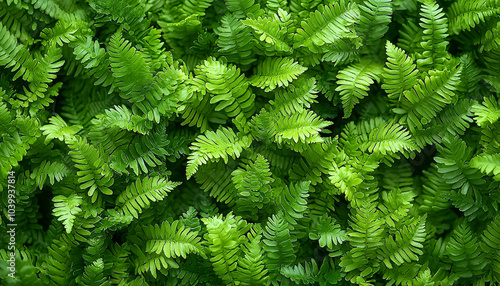 Green leaves in forest, summer growth, vibrant colors generated by AI