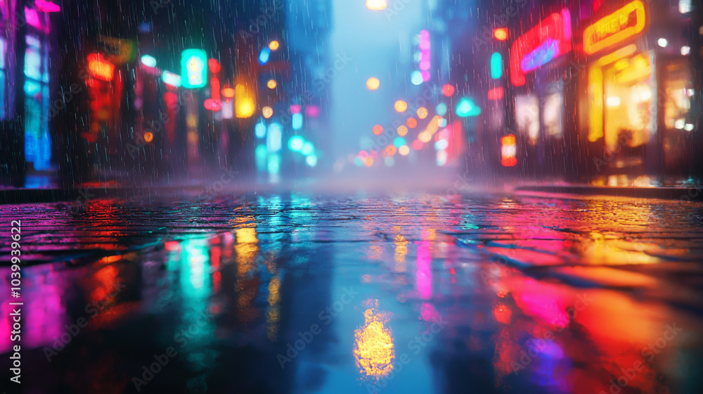 Fototapeta premium “Electric Shadows: Vibrant Hues in the Dark”