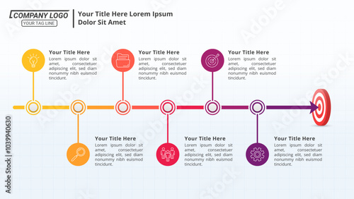 Six Steps to Achieving Goals Infographic with Editable Text on a 16:9 Ratio for Business Presentation, Poster, Banner and Booklet.